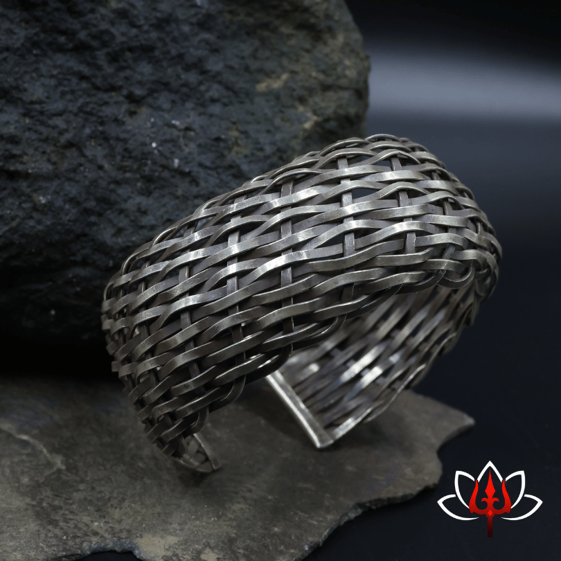 Handwoven Mesh Silver Cuff Bracelet – Trishul Silvers