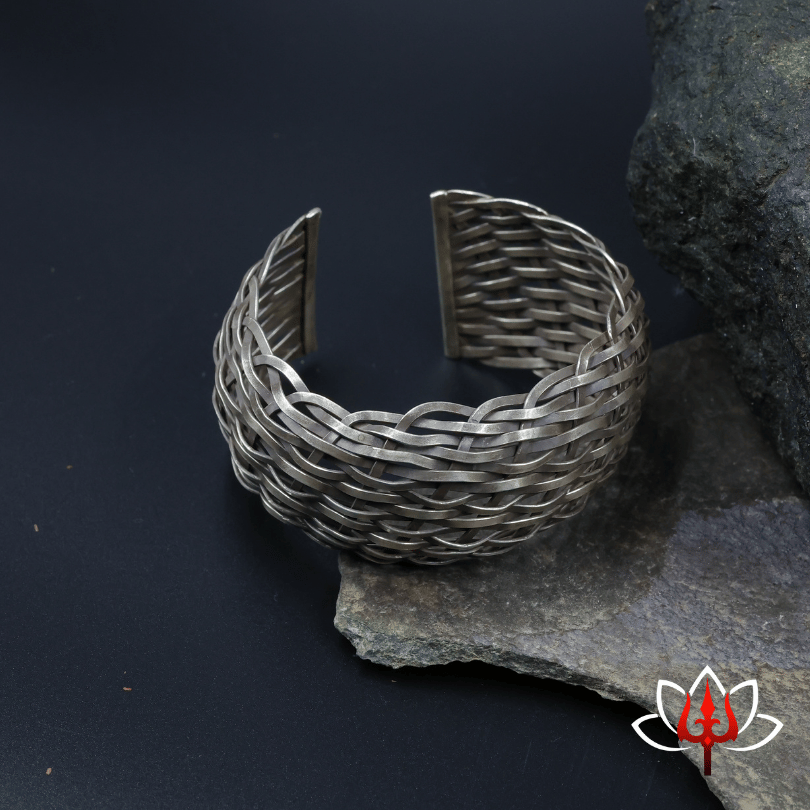 Handwoven Mesh Silver Cuff Bracelet – Trishul Silvers