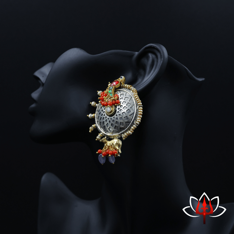 Exquisite Silver Earrings with Parrot & Cow Motif