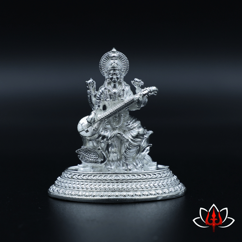 Pure Silver Goddess Saraswati Idol – A Symbol of Wisdom & Purity