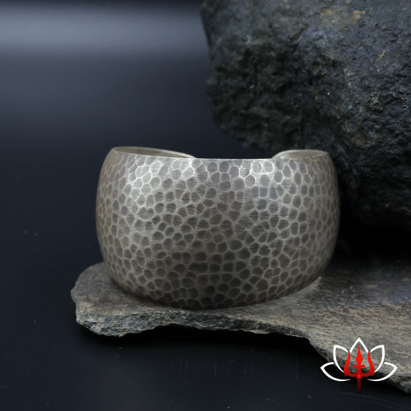 Rustic Hammered Silver Cuff Bracelet – Trishul Silvers