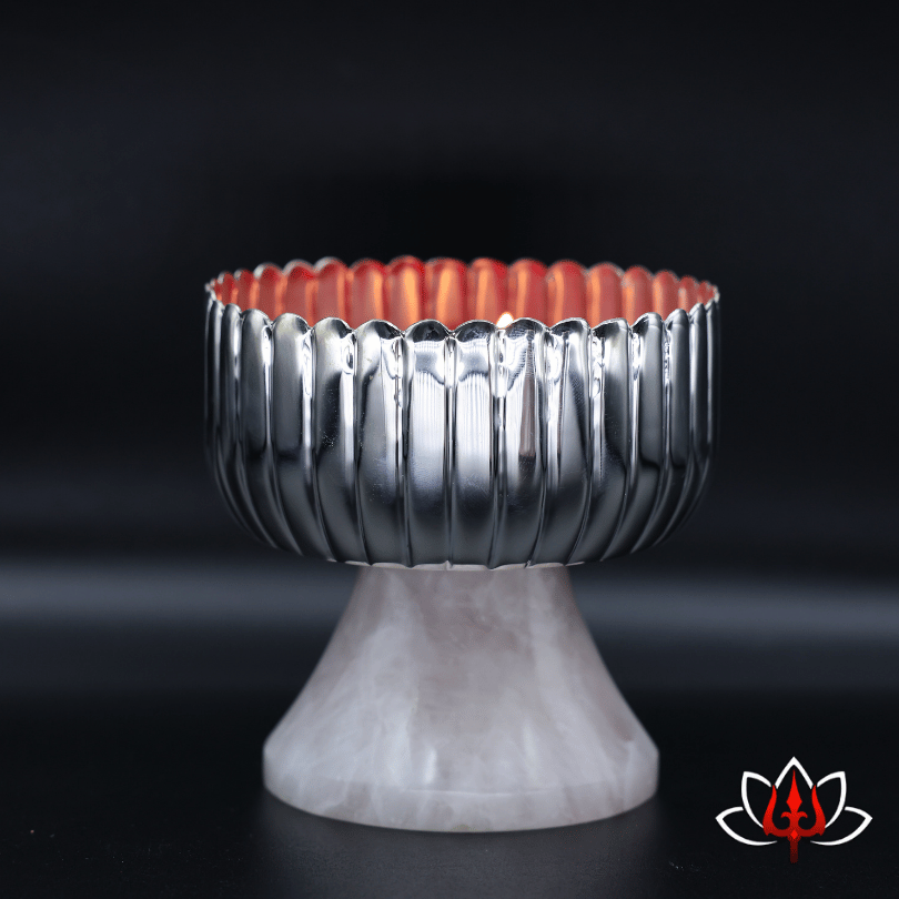 Set of 2 Silver Bowls with Rose Quartz Base – A Fusion of Elegance & Serenity