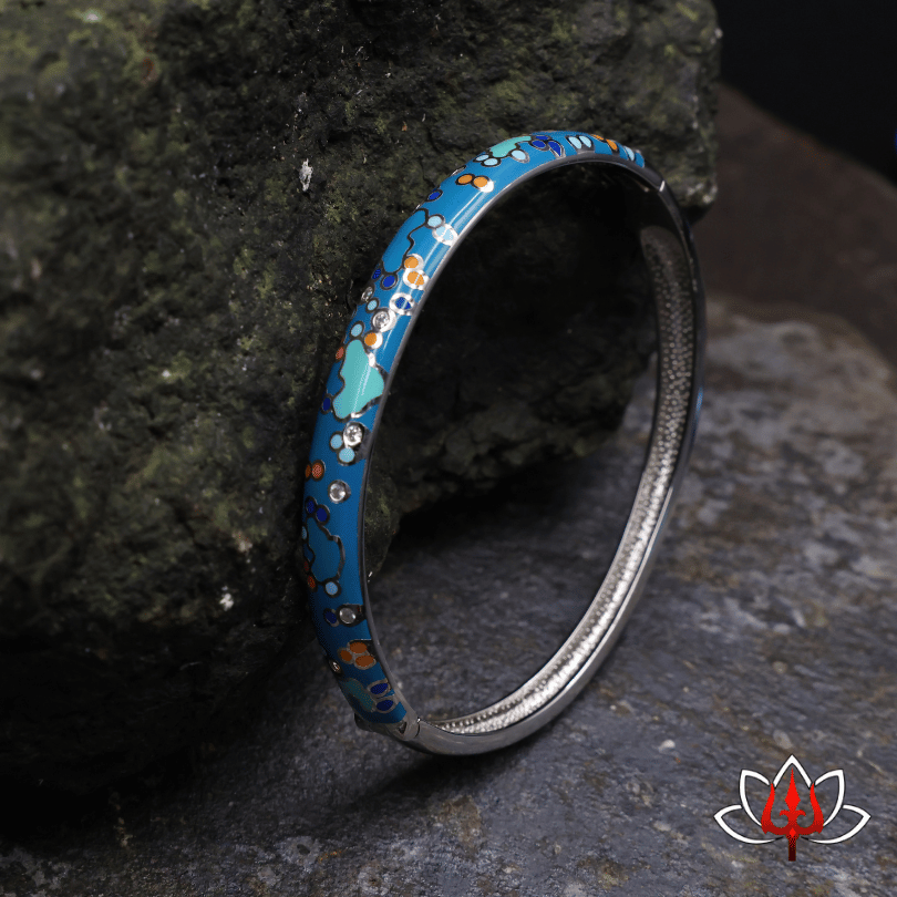 silver enamel painted bracelet/kada