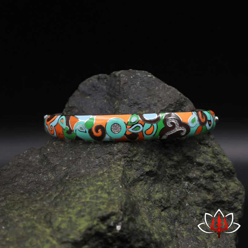 silver enamel painted bracelet/kada
