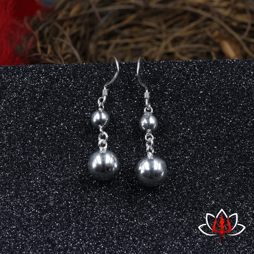 Elegant Double Bead Sterling Silver Dangle Earrings