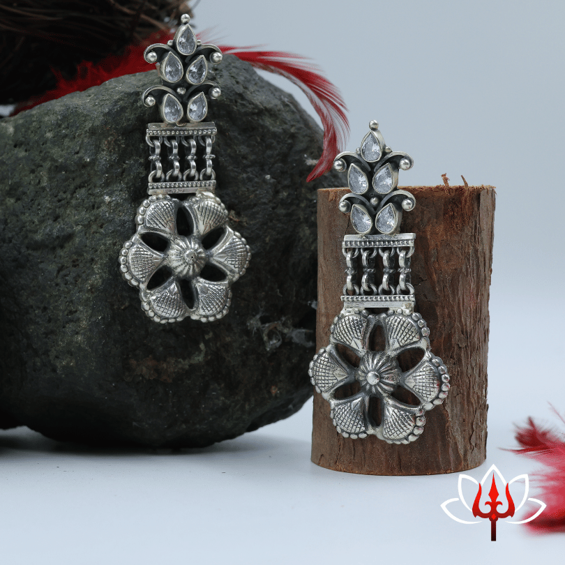 Regal Antique Silver Statement Earrings
