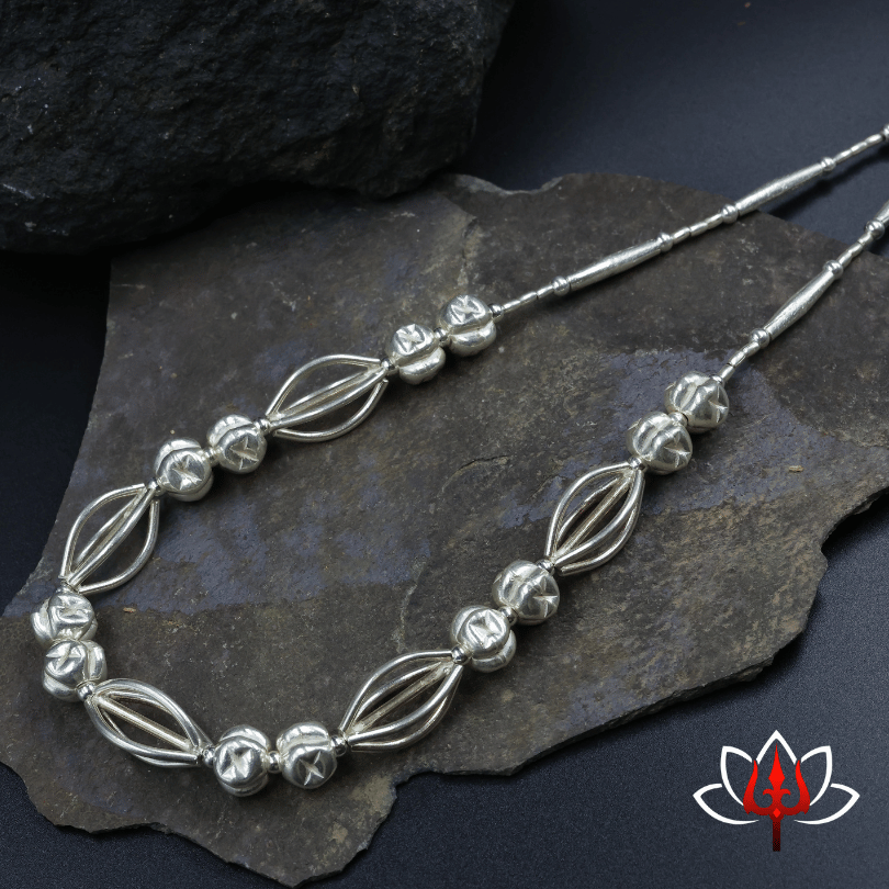 Elegant Beaded Silver Necklace – Trishul Silvers