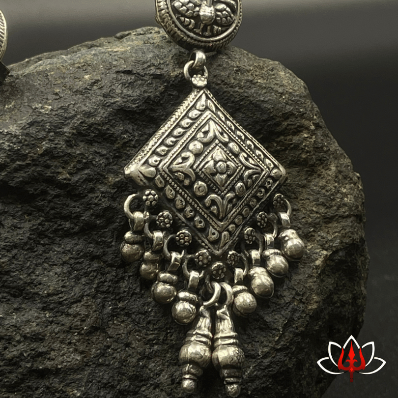 Square Dangler Silver Earrings