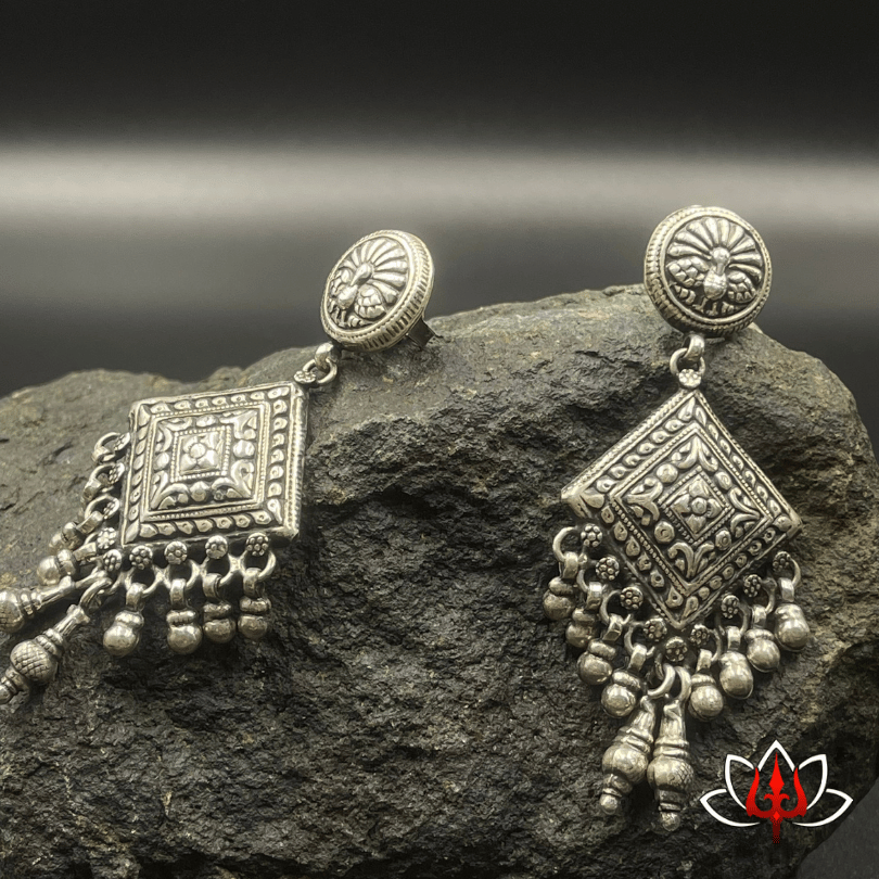 Square Dangler Silver Earrings