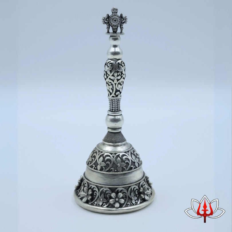 Antique Silver Pooja Bell – Divine Elegance 3D