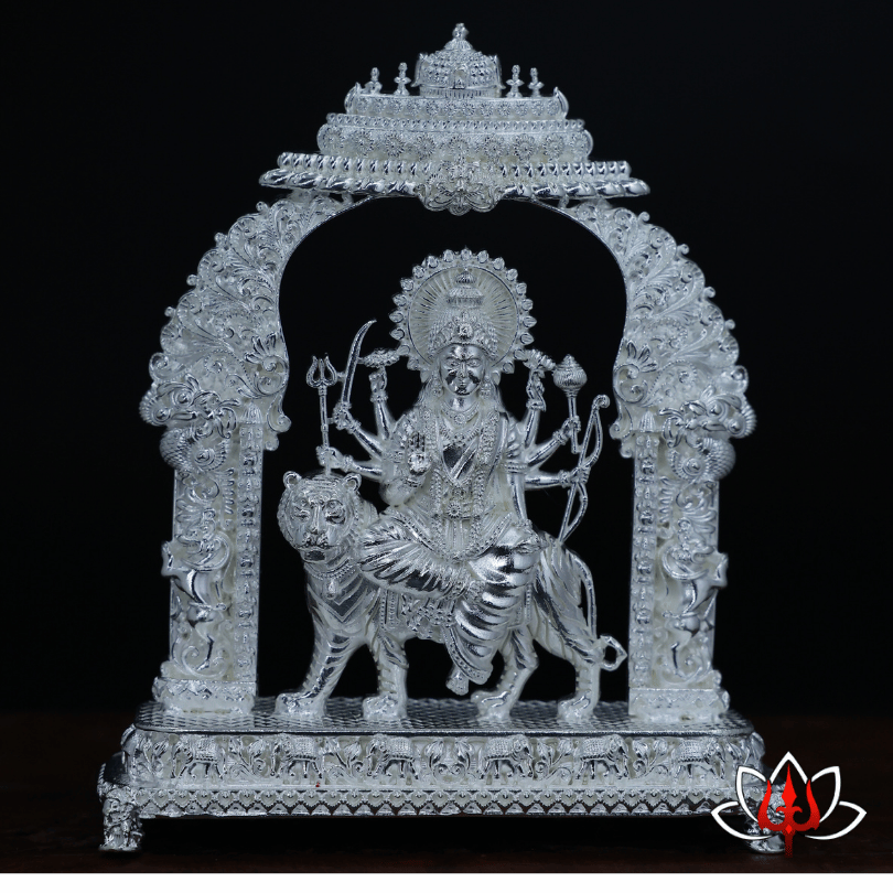 Pure Silver Durga Idol – Divine Craftsmanship by Trishul Silvers