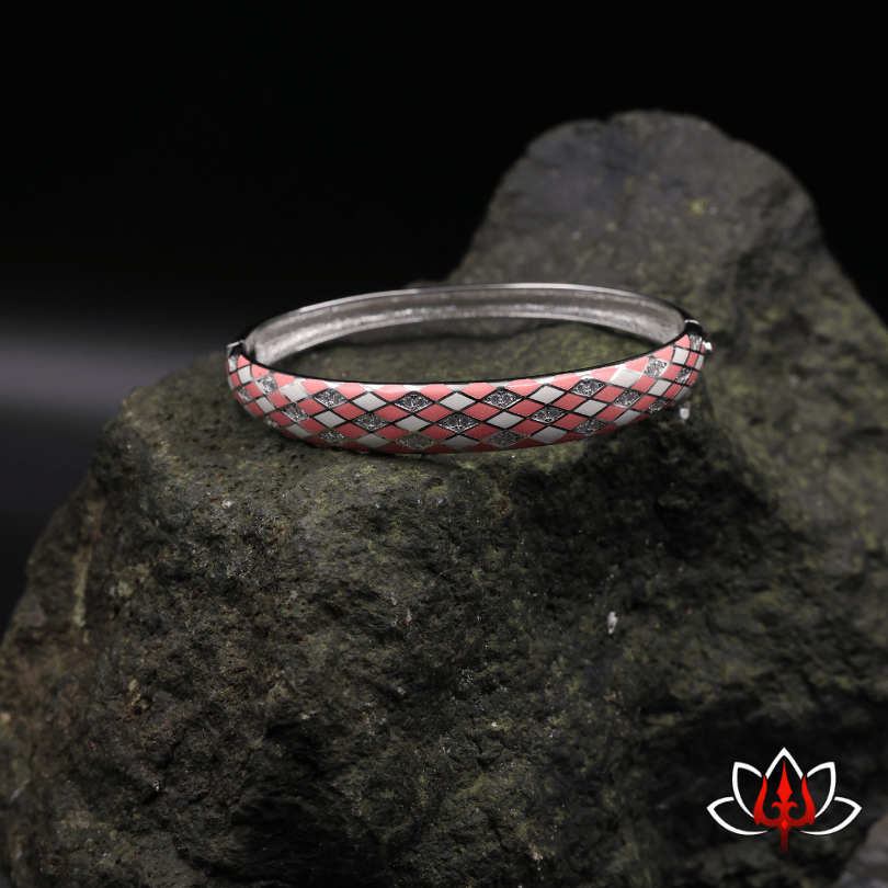 silver enamel painted bracelet/kada