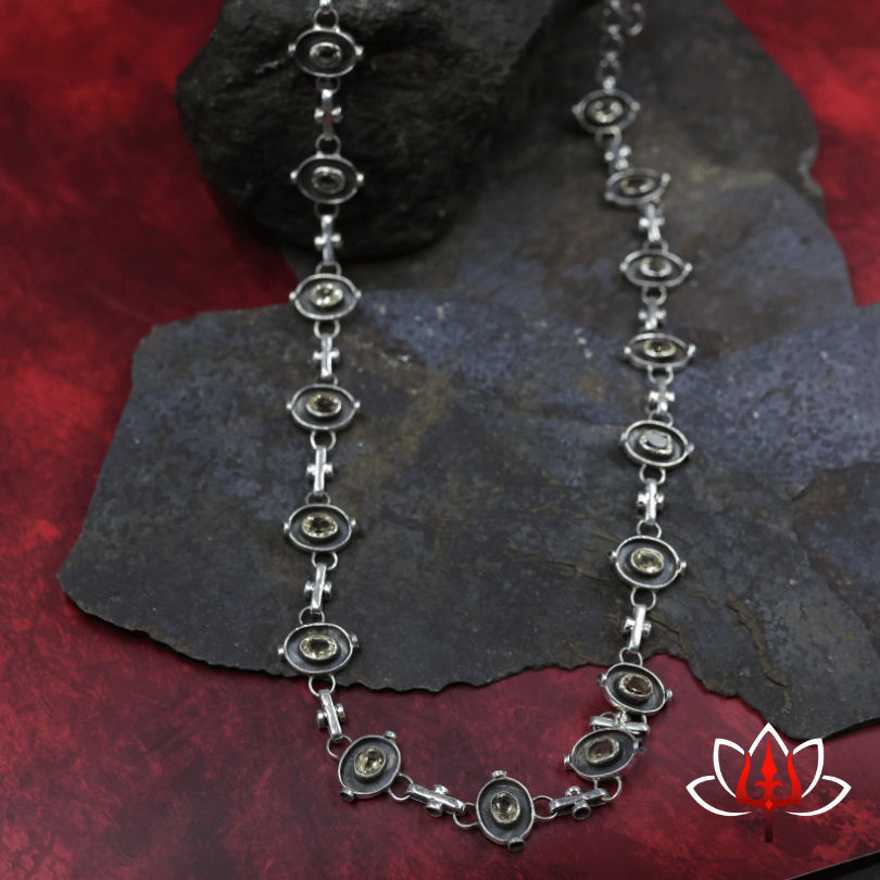 Elegant Silver Necklace with gemstones