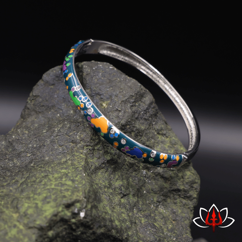 silver enamel painted bracelet/kada