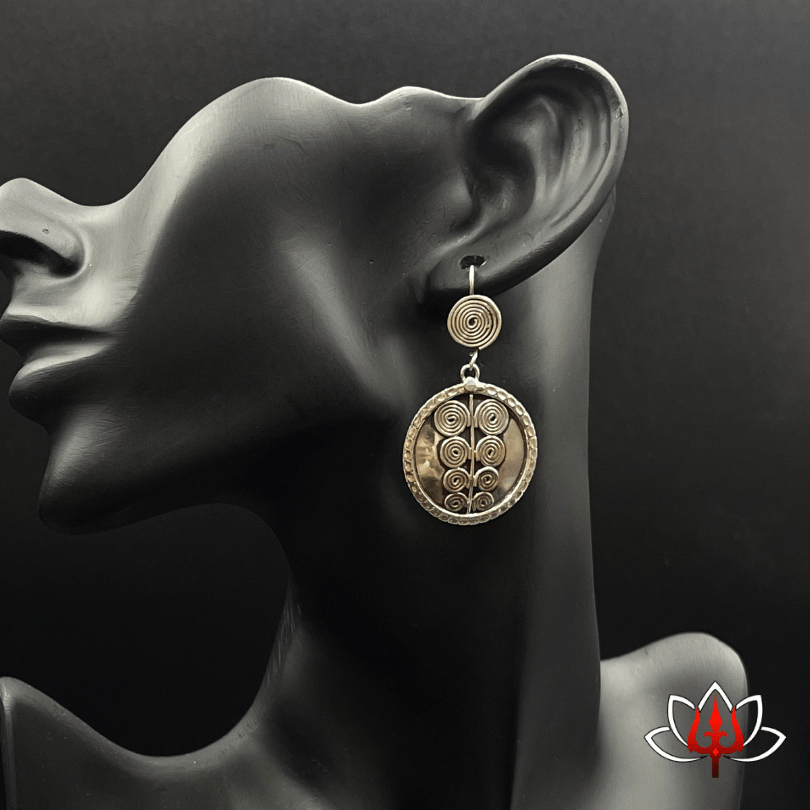 Spiral Ethnic Silver Earrings