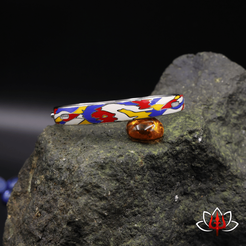 silver enamel painted bracelet/kada