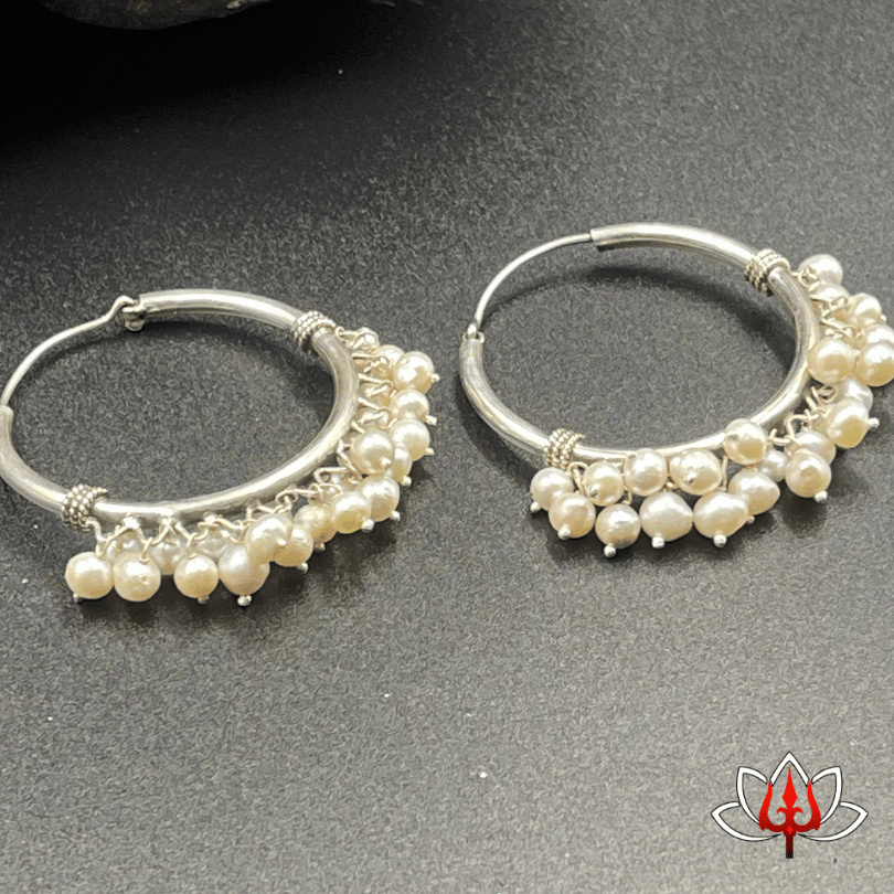 Elegant Pearl Hoop Earrings