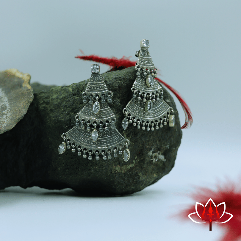 Grand Antique Silver Multi-Layered Earrings