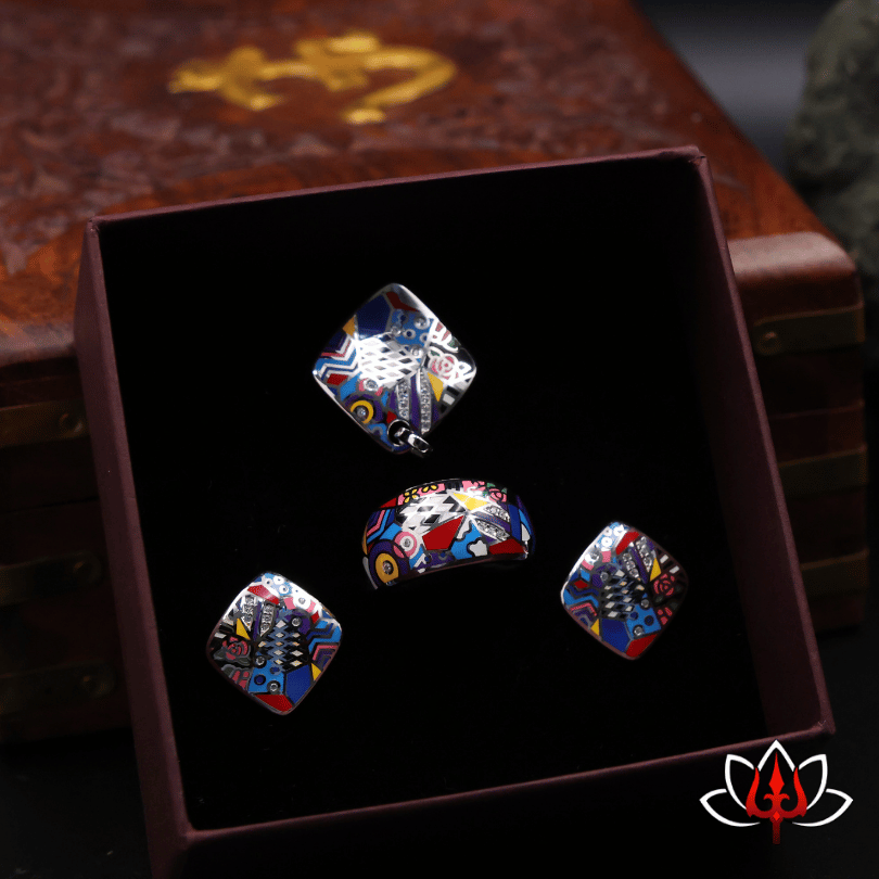 Vibrant Enamel-Painted Silver Jewelry Set – Quirky & Stylish