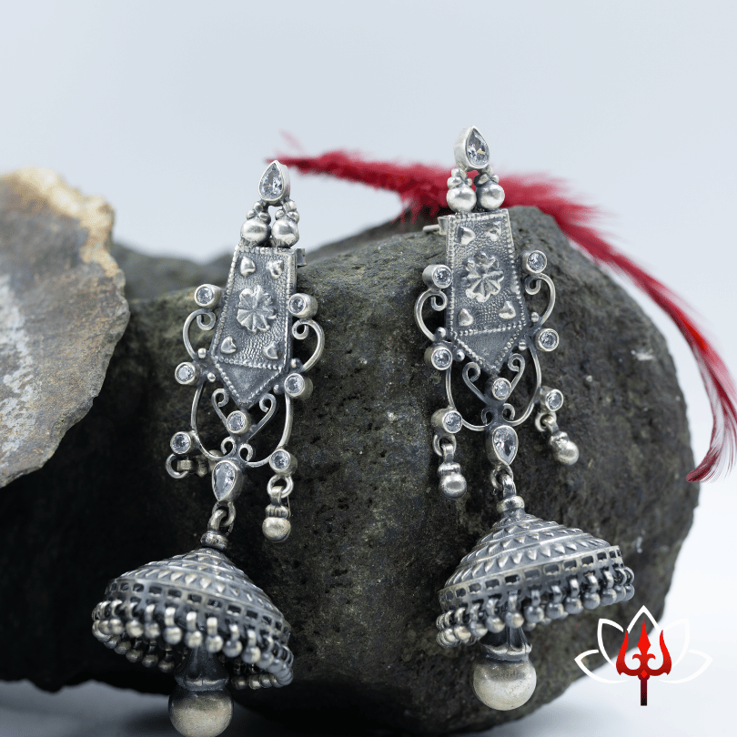 Heritage-Inspired Antique Silver Jhumka Earrings