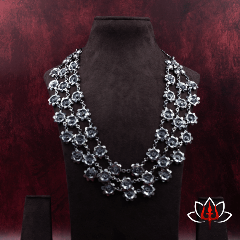 Elegant Floral Cascade Silver Necklace