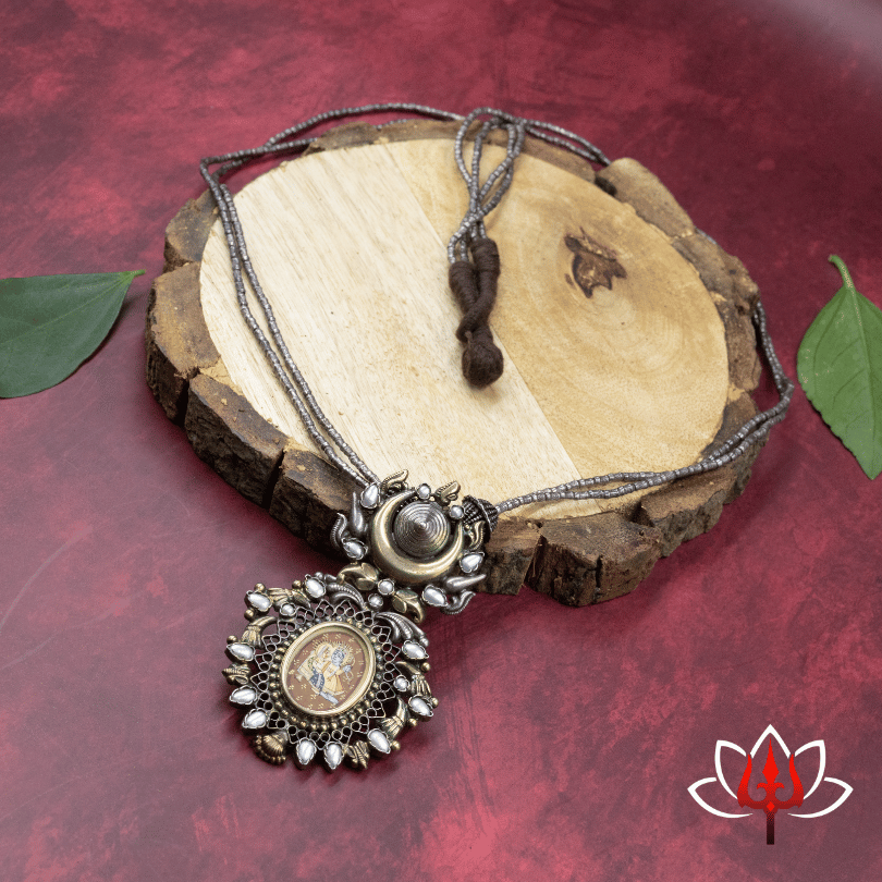 Exquisite Radha-krishna Handcrafted Silver Necklace with Studs