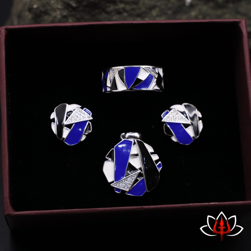 Vibrant Enamel-Painted Silver Jewelry Set – Quirky & Stylish