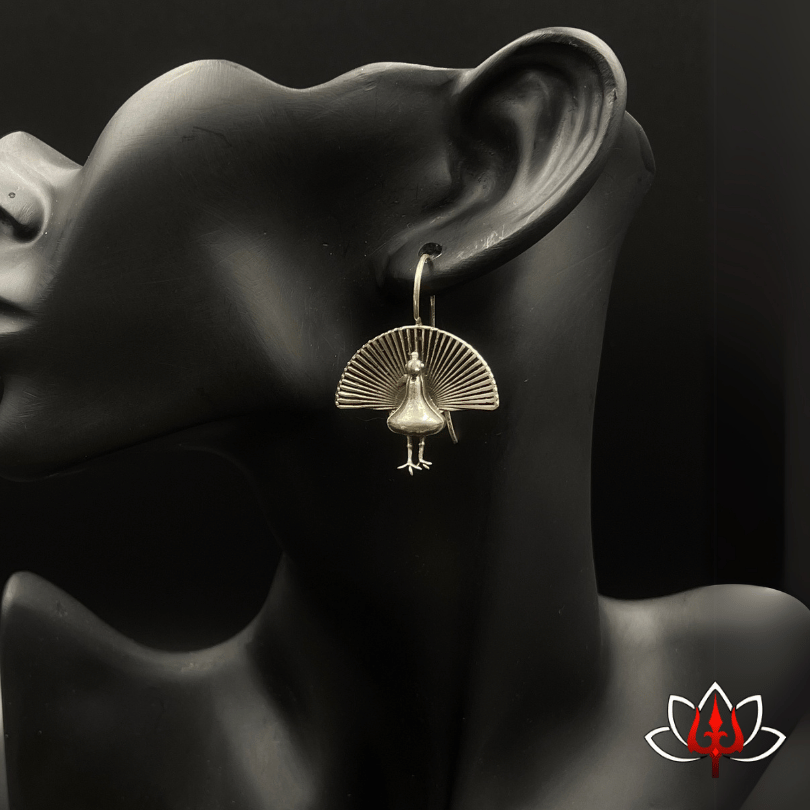 Majestic Peacock Silver Earrings