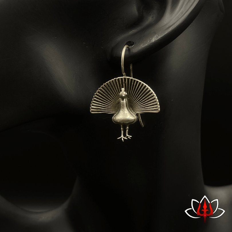 Majestic Peacock Silver Earrings