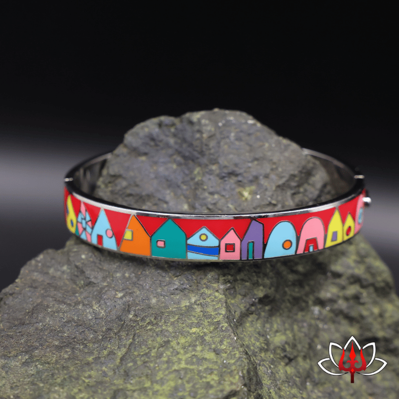 silver enamel painted bracelet/kada
