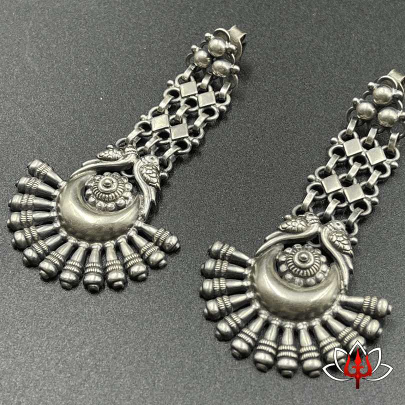 Antique Silver Chandbali Earrings