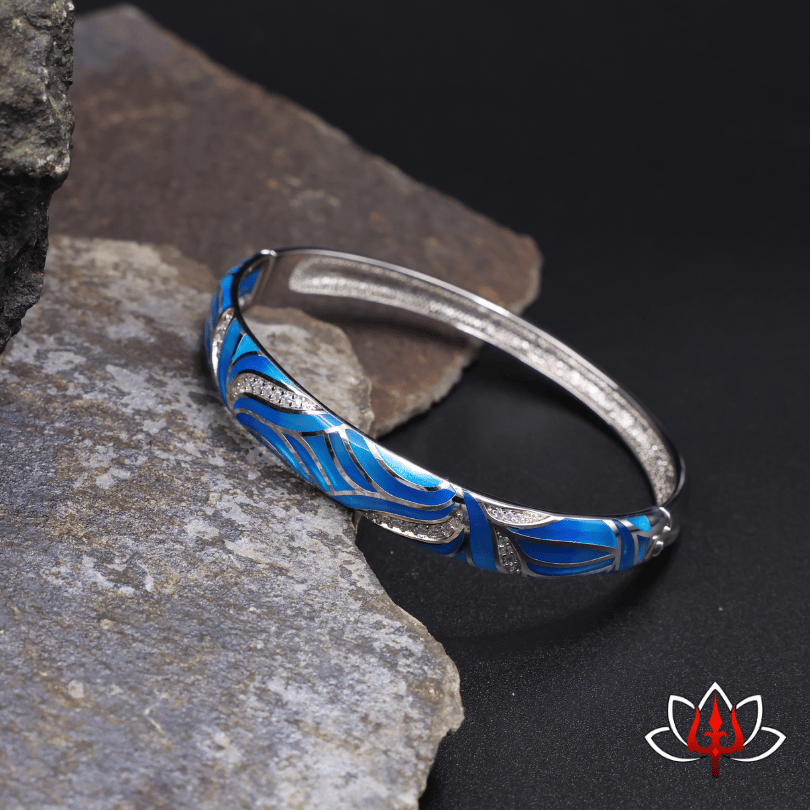 silver enamel painted bracelet/kada