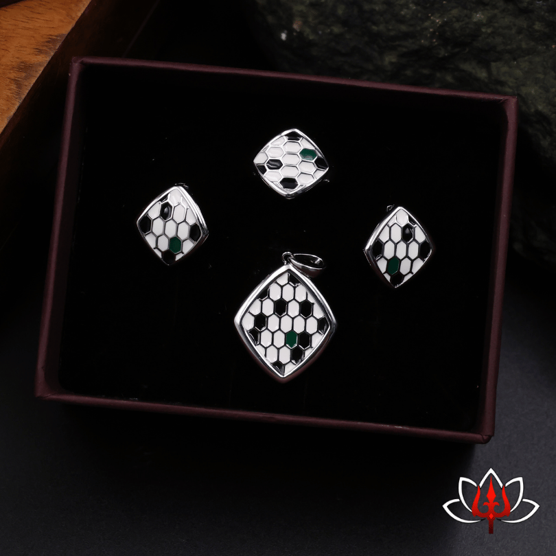 Vibrant Enamel-Painted Silver Jewelry Set – Quirky & Stylish