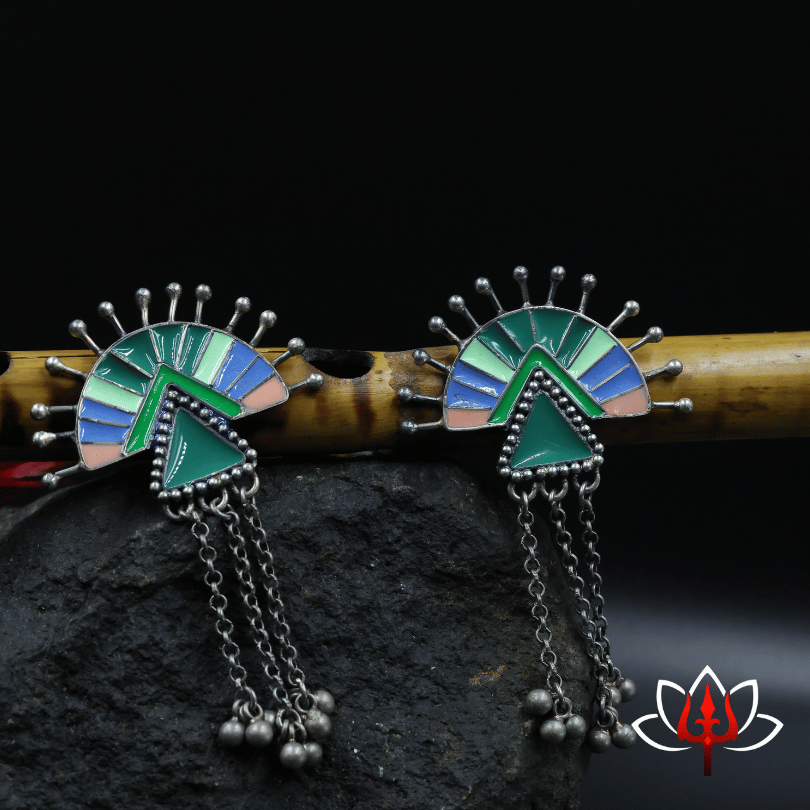 Vibrant Enamel-Painted Silver Earrings