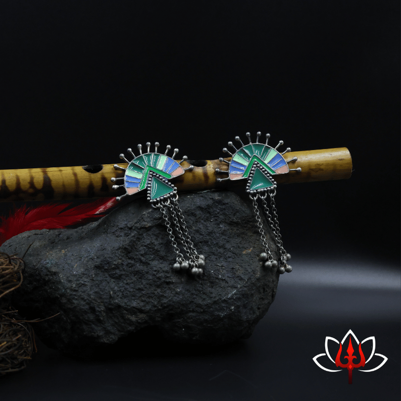 Vibrant Enamel-Painted Silver Earrings